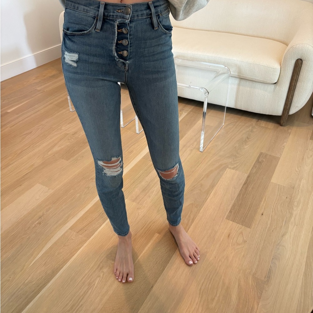 Women's Distressed Blue Jeans
